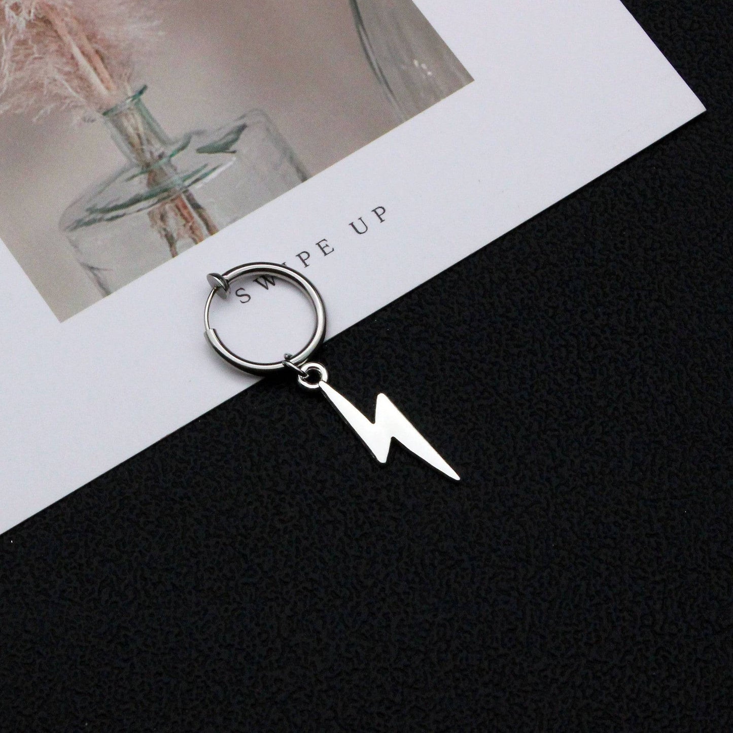 Hoop Huggie Silver Color Earrings For Men Stainless S - Clothing Personality