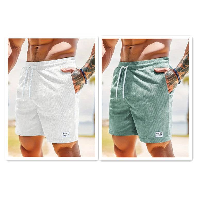 Lace-up Drawstring Shorts Summer Corduroy Sports Short Pants Mens Clothing - Clothing Personality