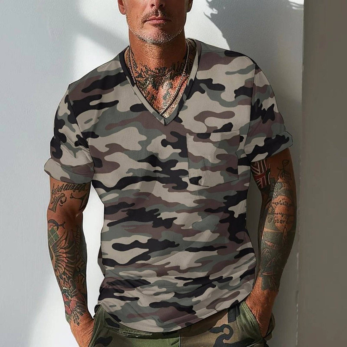 Summer Men's Design Camouflage Breathable Loose Fashion Short Sleeve - Clothing Personality