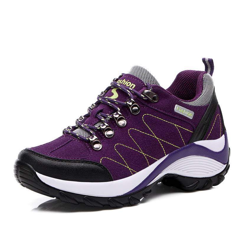 Women’s Genuine Leather Hiking Sneakers – Non-Slip, Lace-Up Trail Shoes - Clothing Personality