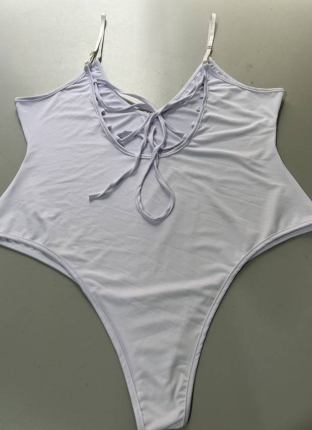 Summer Bikini Backless String Large Size Sexy Solid Color Triangle One-piece Swimsuit Womens Clothing - Clothing Personality