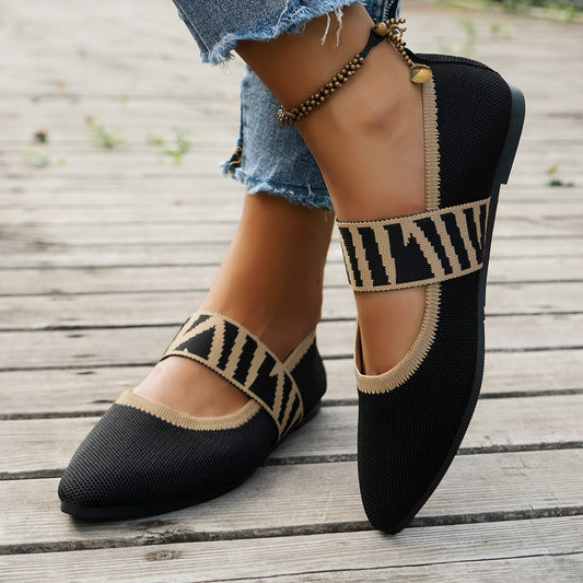 Striped Flats Shoes Fashion Casual Pointed Toe Loafers Lazy Shoes For Women - Clothing Personality