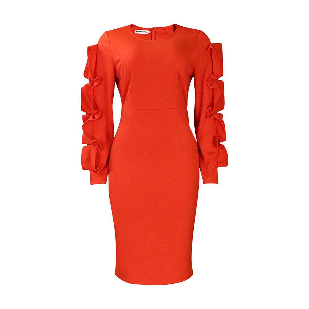 - Clothing PersonalityWomen's Cut Out Hollow Sleeve Ol Elegant Dress Plus Size Long Sleeve Dress - Clothing Personality