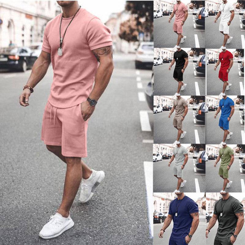 Men's Short Sleeve Shorts Set Two-Piece Sports And Leisure - Clothing Personality