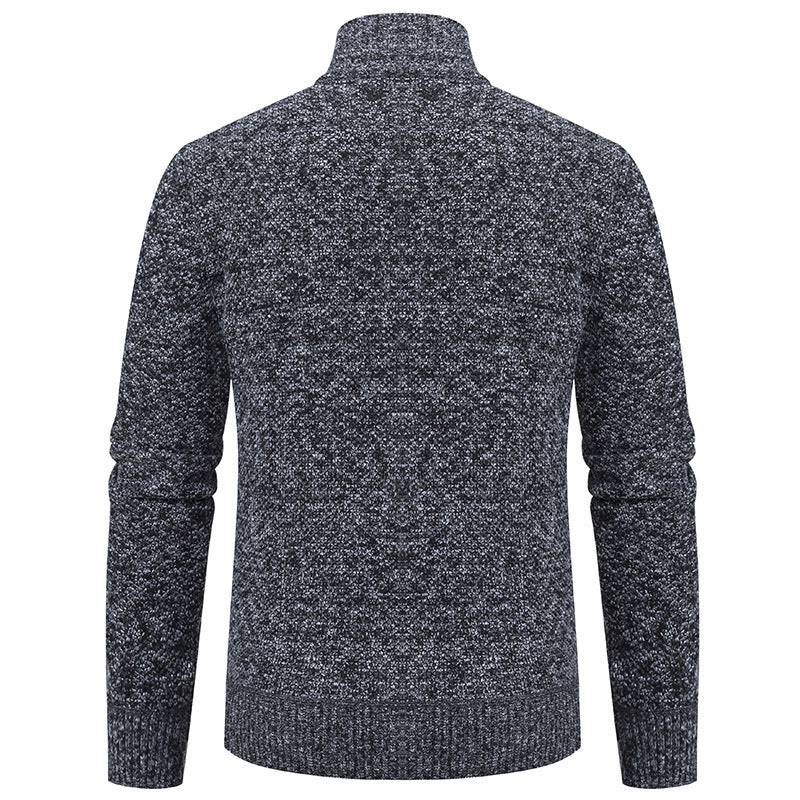 Men's New Winter Zip Up Sweater Knit Cardigan Block Print Male - Clothing Personality