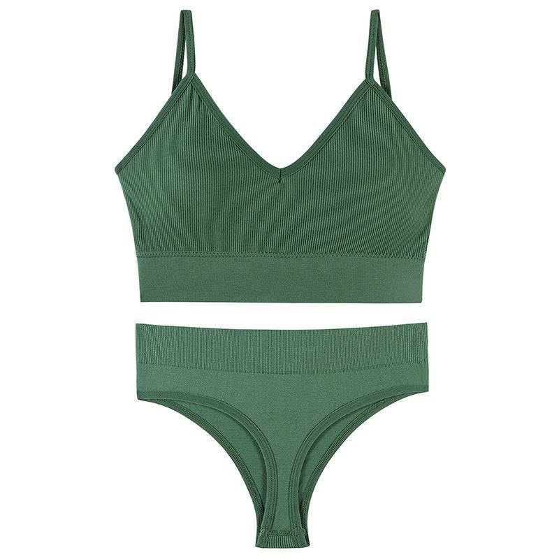 Women's Underwear Small Chest Push-up Thin Wireless Large Size Sports Sling Vest French Triangle Cup Bra Set - Clothing Personality