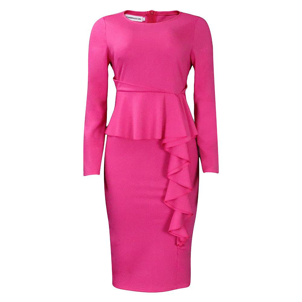 Women's Solid Color 3/4 Sleeve Empire Waist Knee Length Dress Fashion Elegant S-3x Dress Plus Size Dress - Clothing Personality
