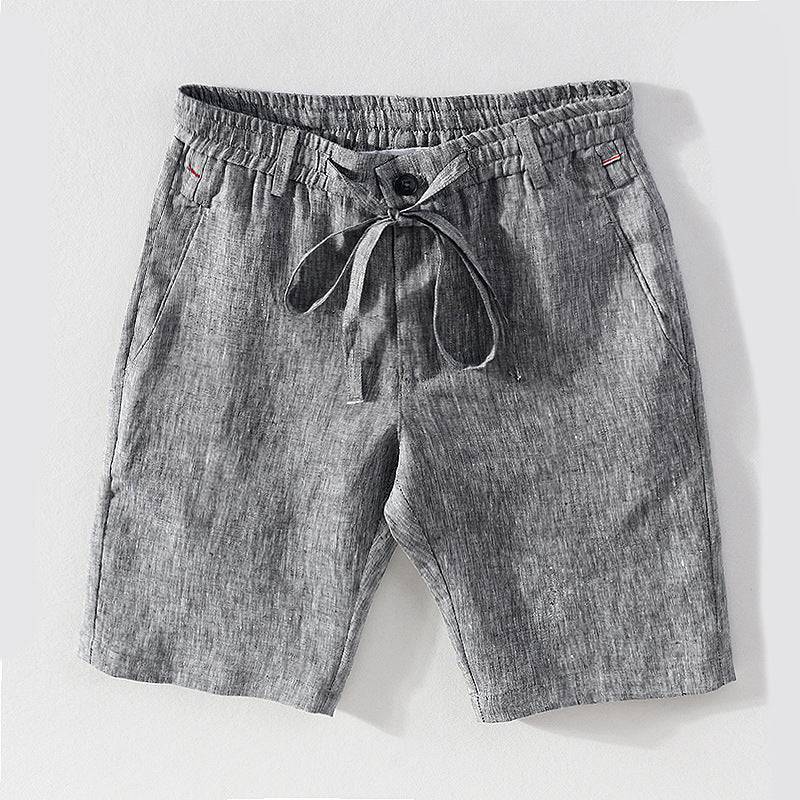 Straight Shorts Men's Comfortable Linen Mid-waist Solid Color Overalls Shorts - Clothing Personality