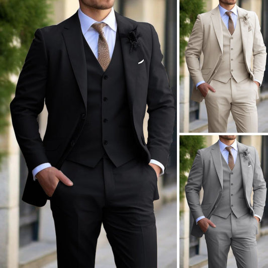 Men's Fashionable Single Breasted Three-Piece Business Casual Suit Suits - Clothing Personality