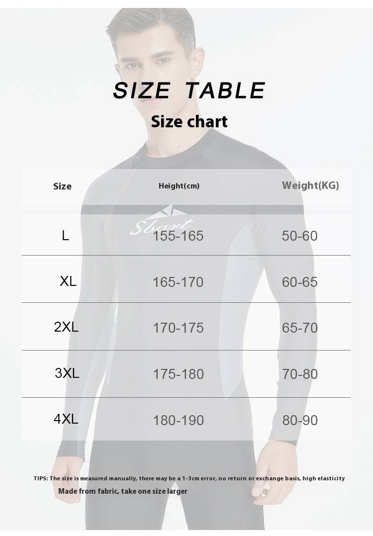 Men's One-piece Swimsuit Tight Long Sleeve Sun Protection Quick-drying - Clothing Personality