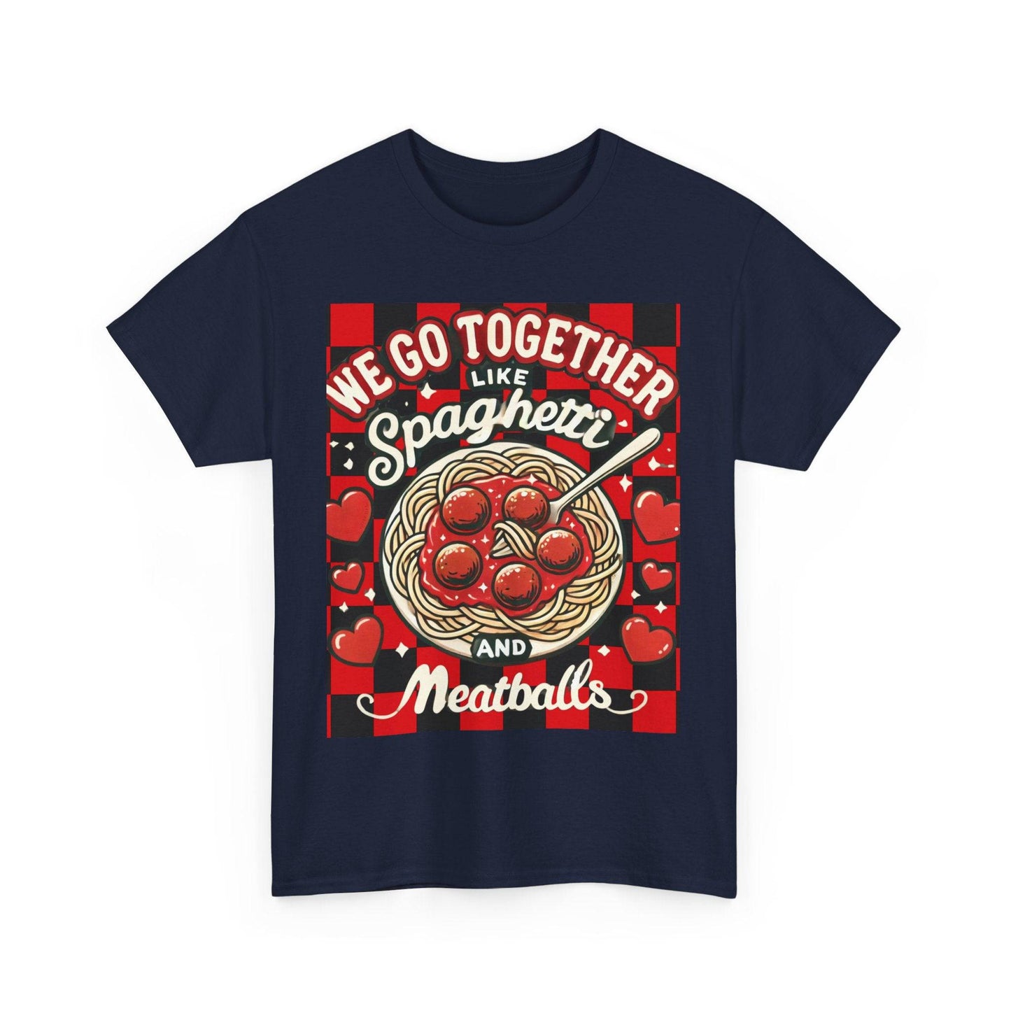 Perfect Pair: Spaghetti and Meatballs Graphic Tee - Cute Foodie T-Shirt for Couples - Clothing Personality