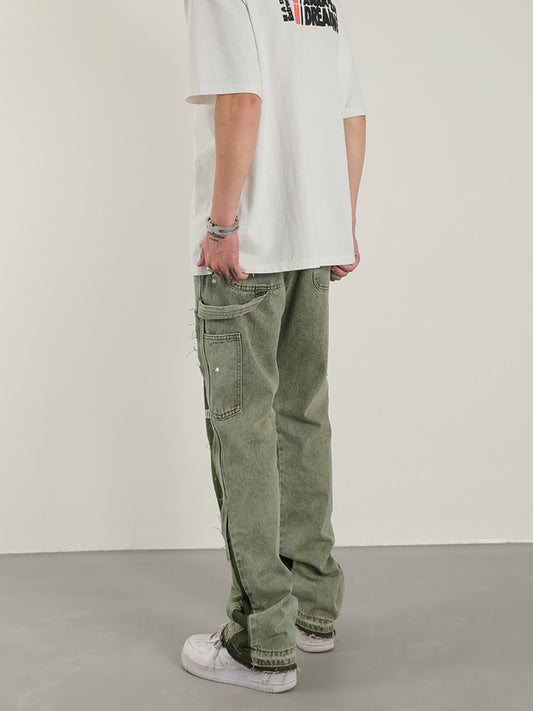 High Street Heavy Wash Water To Make Old Color Flared Pants Man - Clothing Personality