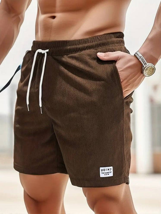 Lace-up Drawstring Shorts Summer Corduroy Sports Short Pants Mens Clothing - Clothing Personality