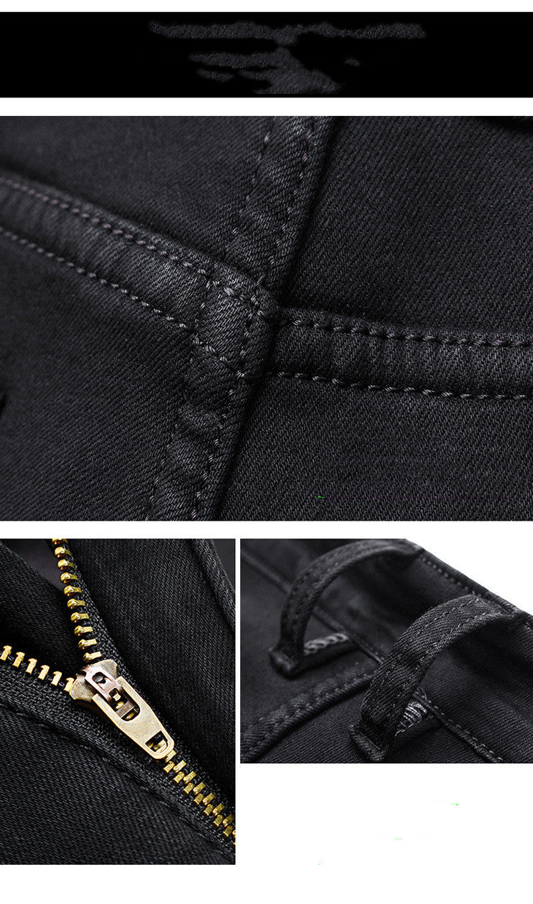 New Men's Jeans Slim Straight Black Pants For Men - Clothing Personality