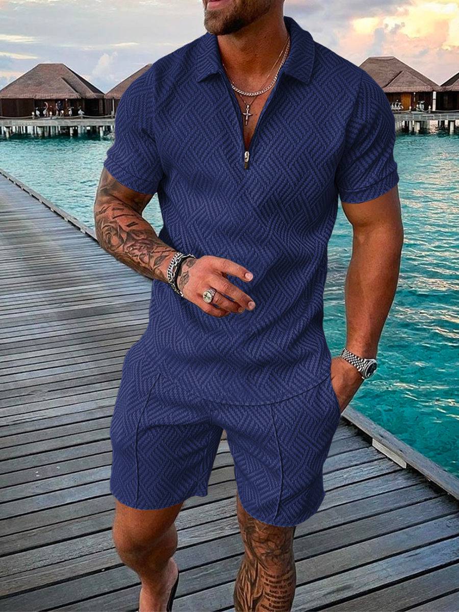 New Men's Summer Short Sleeve Shorts Casual Suit - Clothing Personality