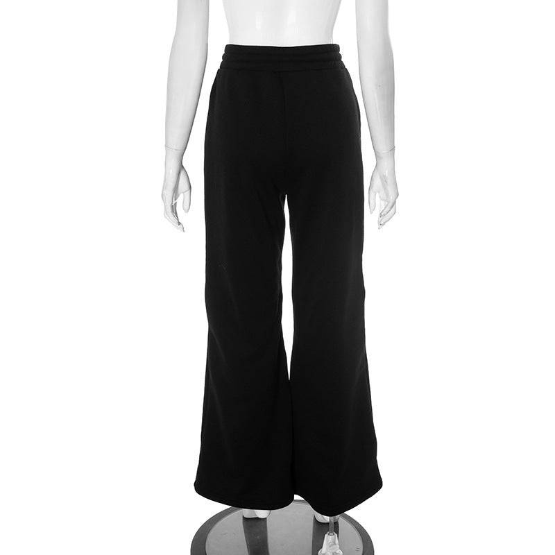 Fashionable Multi-Zipper Pocket Hollow Out Loose Fit Pants Trousers For Women - Clothing Personality