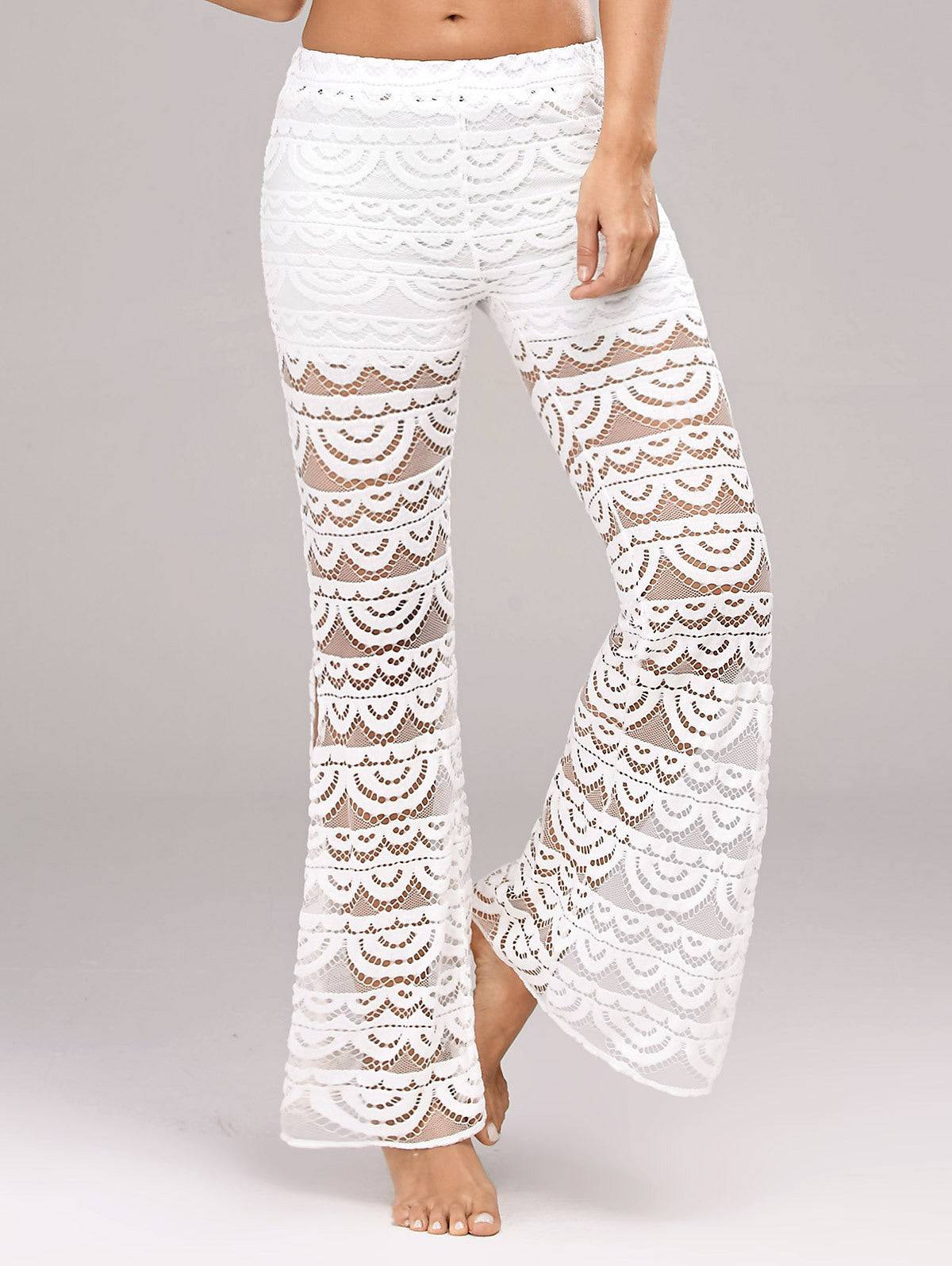 Summer Women Elegant Patchwork Sheer Pants - Clothing Personality