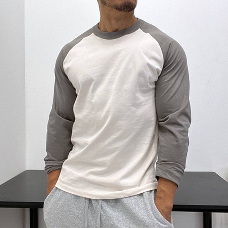 Round Neck Loose Breathable Plus Size Bottoming Shirt Men's Casual Raglan Sleeve Top - Clothing Personality