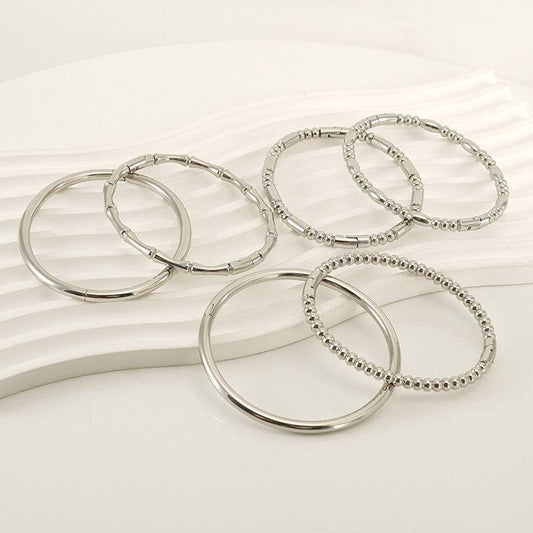 Fashion Bamboo Titanium Steel Bracelet Three Beads - Clothing Personality