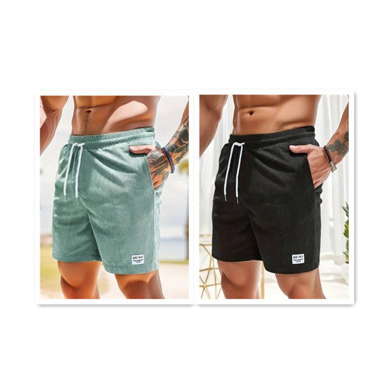 Lace-up Drawstring Shorts Summer Corduroy Sports Short Pants Mens Clothing - Clothing Personality