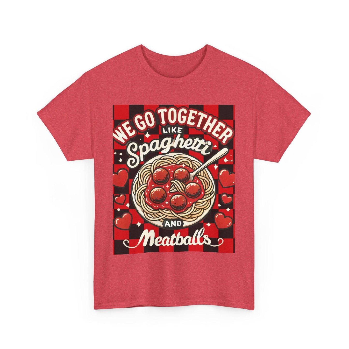 Perfect Pair: Spaghetti and Meatballs Graphic Tee - Cute Foodie T-Shirt for Couples - Clothing Personality