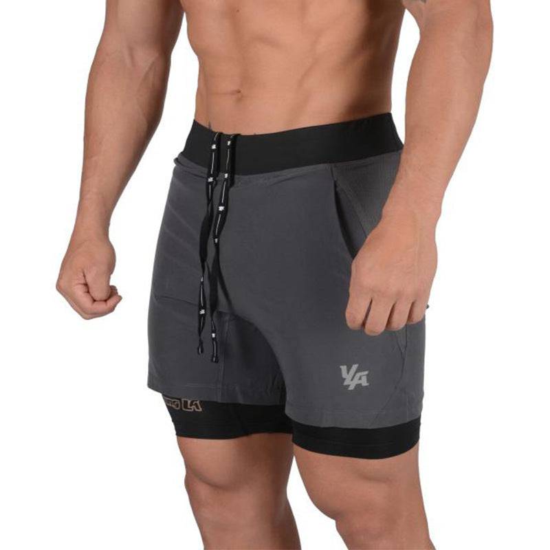 New Running Shorts Summer Men's Gym Fitness Bodybuilding Training Quick-drying Shorts Men's Jogging Running Sports 2-in-1 Shorts - Clothing Personality