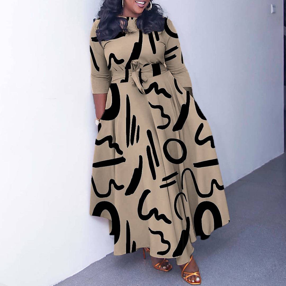 Fashion Elegant Tied African Plus Size Long Dress - Clothing Personality
