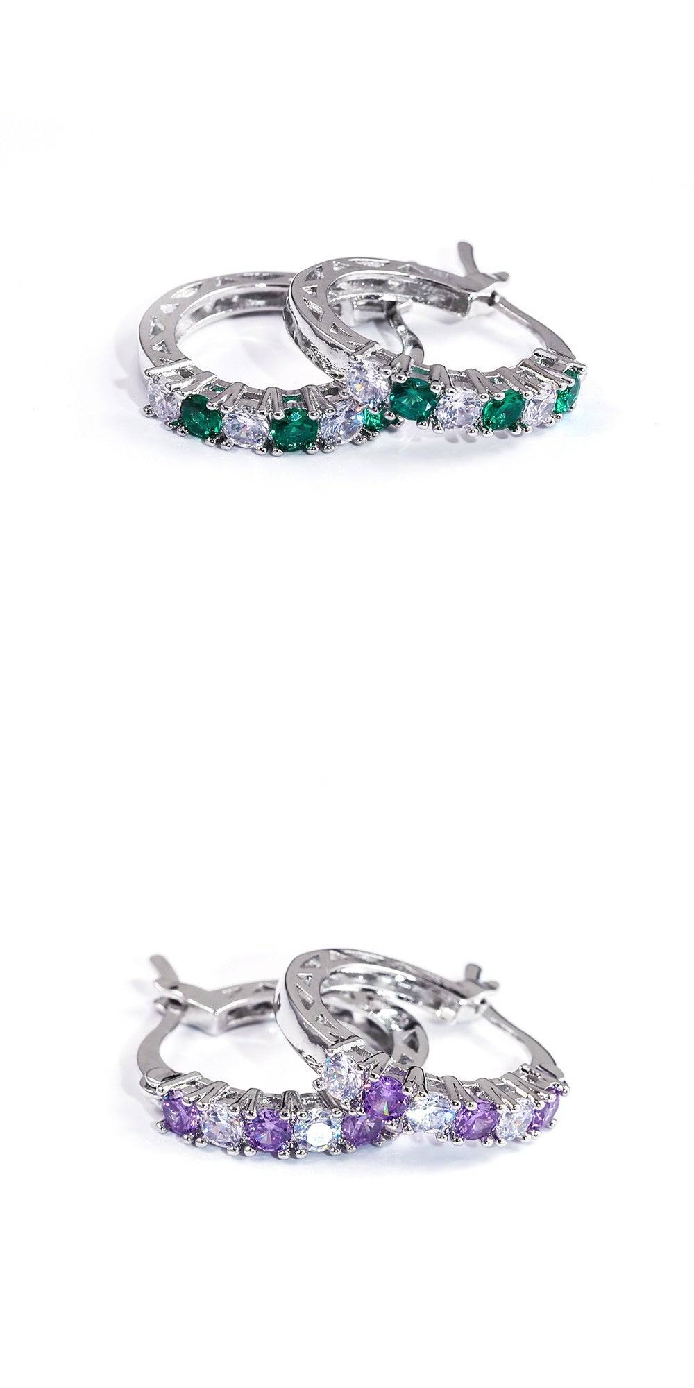 Colorful Cubic Zirconia Ear Buckles Earrings - Clothing Personality