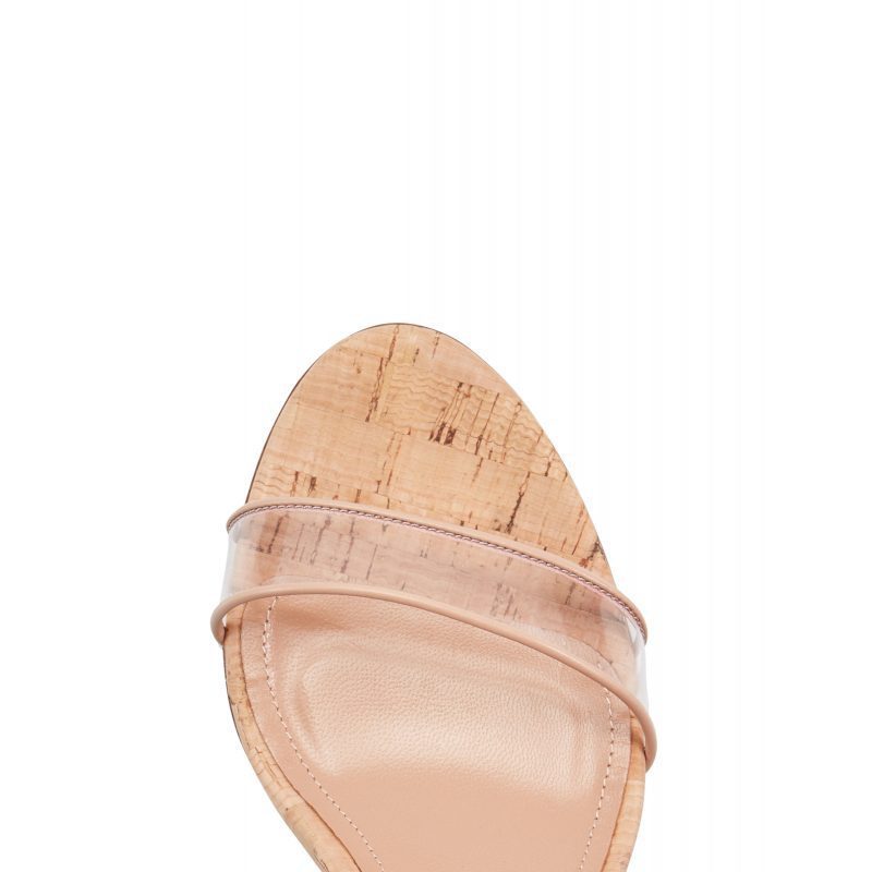 Women's Clear Strappy Fashion Wedge Heels Sandals PVC Wood Grain Wedges Women Shoes - Clothing Personality