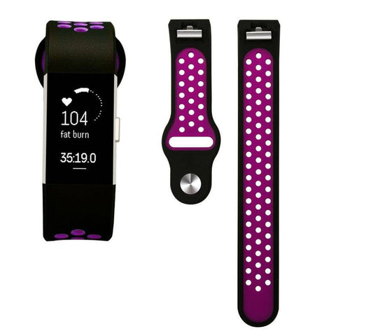 Fitbit Strap Charge2 Monochrome Round Hole Silicone Strap - Clothing Personality