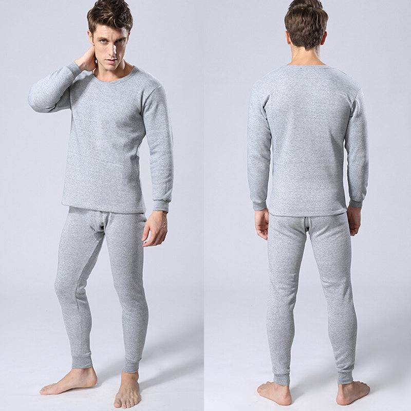 Men Round Neck Warm Pajamas Suit - Clothing Personality