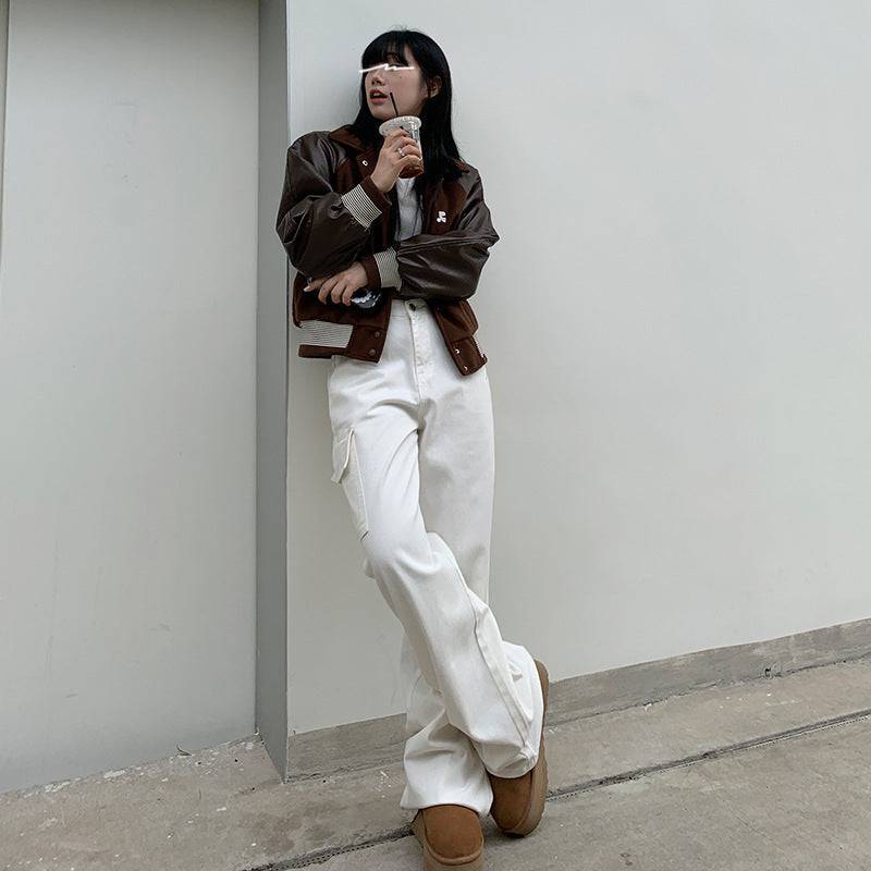 Women's Light White Barrel Leg Mom Jeans Women's Spring New Casual - Clothing Personality