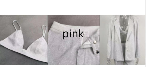 Glitter Suit Jacket Underwear Straight Leg Pants Suit - Clothing Personality