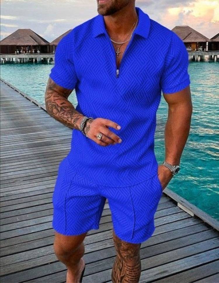 New Men's Summer Short Sleeve Shorts Casual Suit - Clothing Personality
