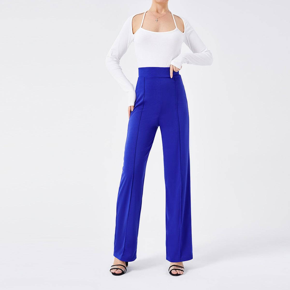 Solid Color Casual Pants Slim, High-waisted Bell Bottoms - Clothing Personality