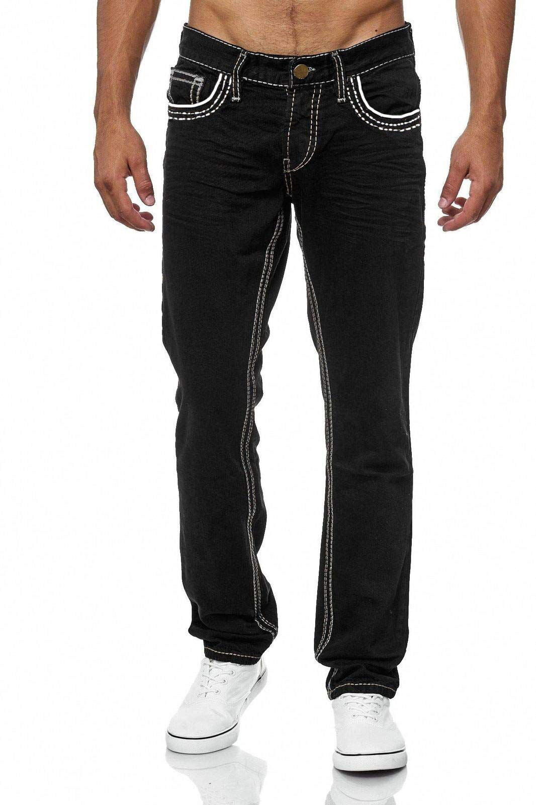 Men Jeans With Pockets Straight Pants Business Casual Daily Streetwear Trousers Men's Clothing - Clothing Personality