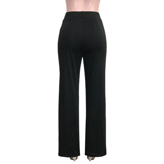 Solid Color Casual Pants Slim, High-waisted Bell Bottoms - Clothing Personality