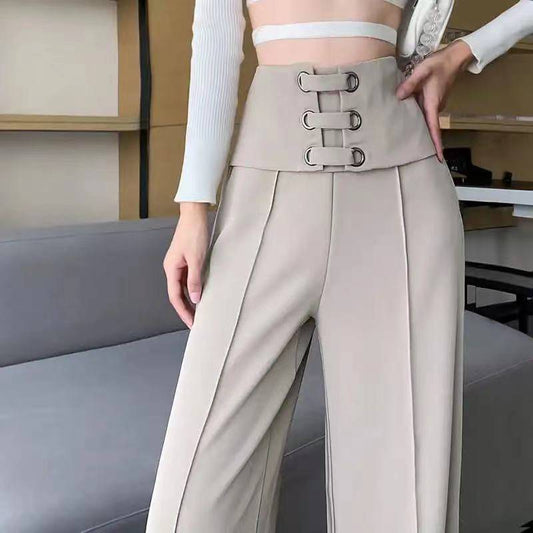 women's high waist wide leg pants drape straight spring autumn - Clothing Personality