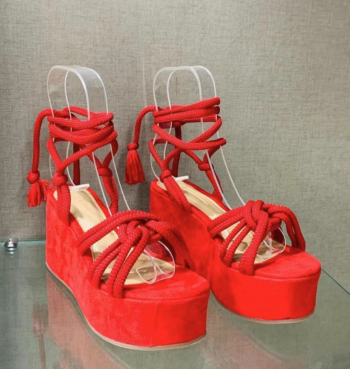 Summer Women Wedges Shoes High Heel Strappy Sandals - Clothing Personality
