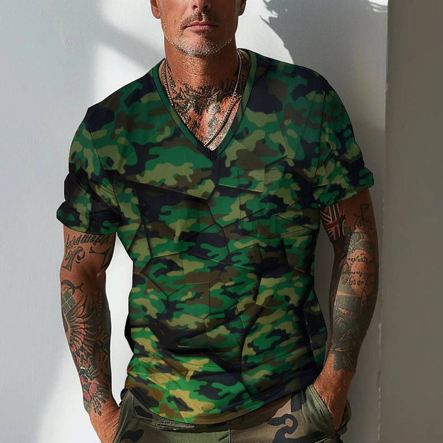 Summer Men's Design Camouflage Breathable Loose Fashion Short Sleeve - Clothing Personality