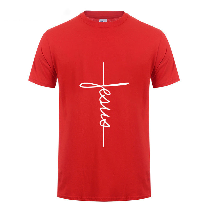 Jesus Cross T-shirts Men, Women, Europe, English, Digital Letters, Street Short Sleeve, Alien, WISH Amazon - Clothing Personality