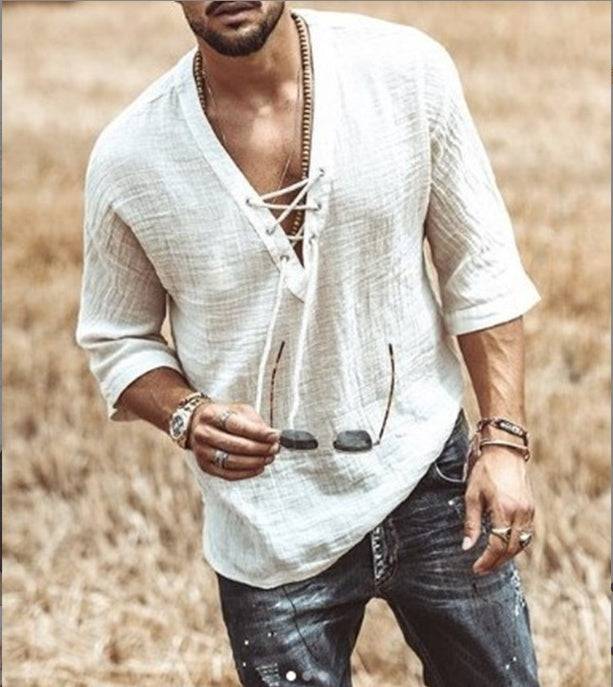 Short-sleeved Button-up Shirt For Men - Clothing Personality