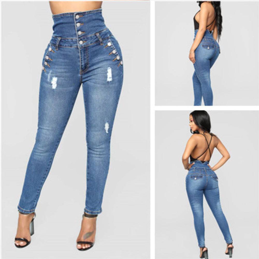 High Stretch Skinny Denim Pencil Pants - Plus Size Women's Jeans - Clothing Personality
