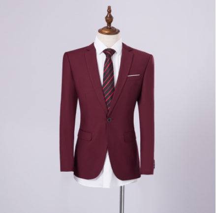 Men's Slim Fit Solid Color Minimalist Blazer Pants Business Suit - Clothing Personality