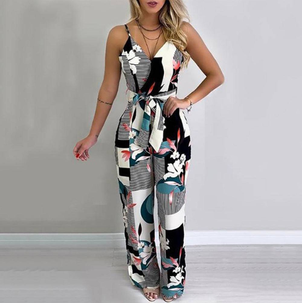 Women's Sphagetti Strap Empire Waist Wide-Leg Jumpsuit - Clothing Personality
