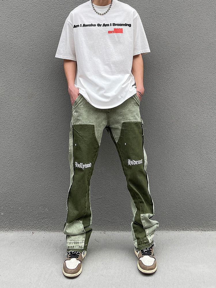High Street Heavy Wash Water To Make Old Color Flared Pants Man - Clothing Personality