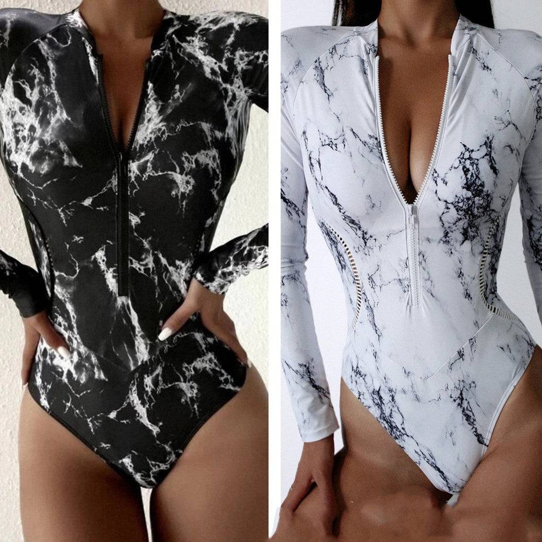 Long Sleeve Swimsuit Zipper Surfing Suit - Clothing Personality