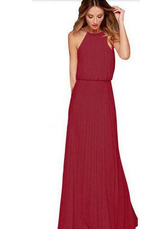 Women's Sleeveless Flowy Pleated Loose Fit Empire Waist Maxi Party Women Long Dress Clothes - Clothing Personality