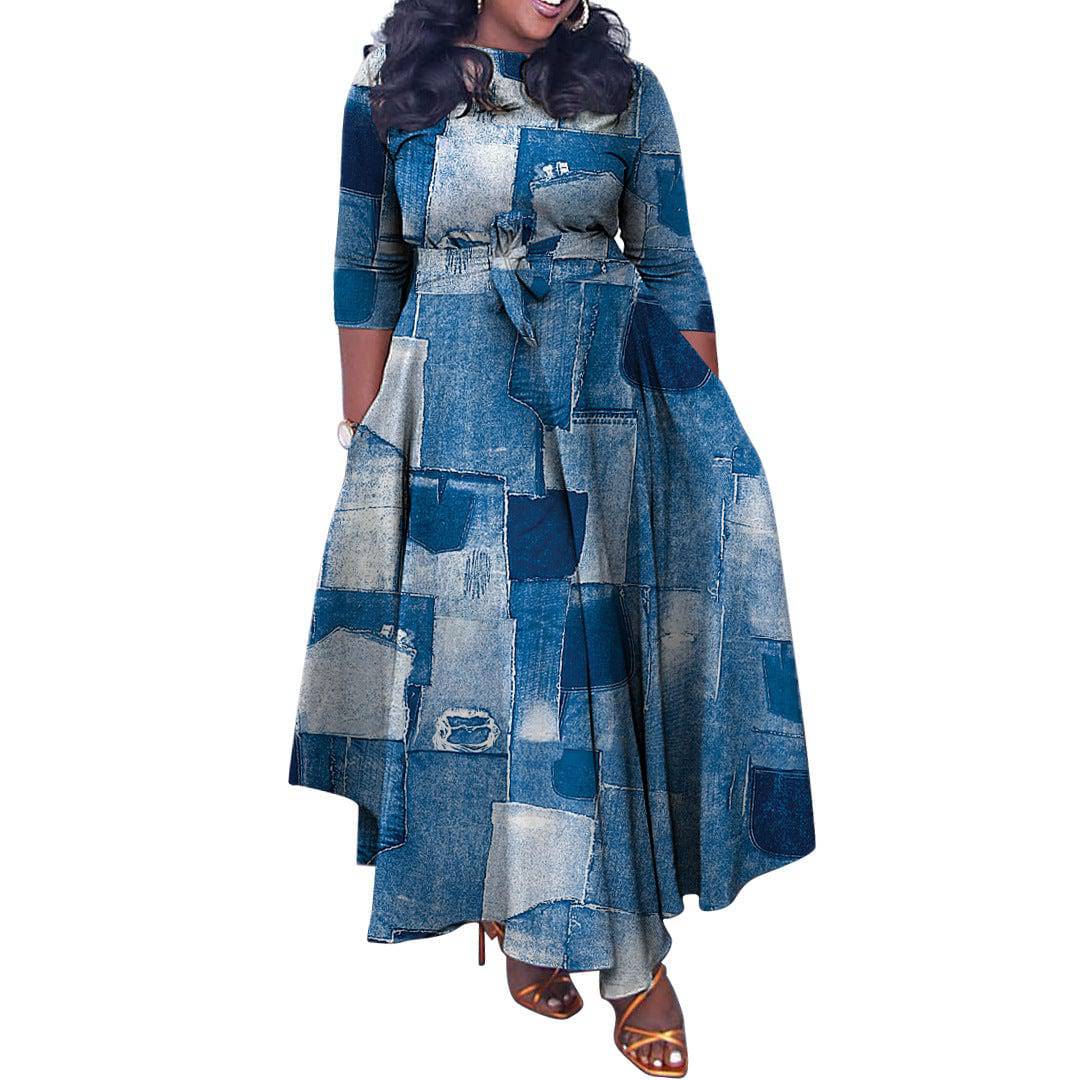 Fashion Elegant Tied African Plus Size Long Dress - Clothing Personality