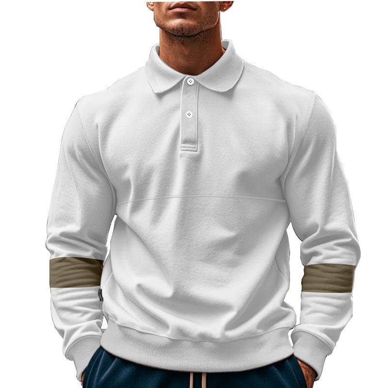 Fashion Long-sleeved Lapel Polo Shirt With Button Men's Loose Casual Sports Top Fall Spring Clothing - Clothing Personality